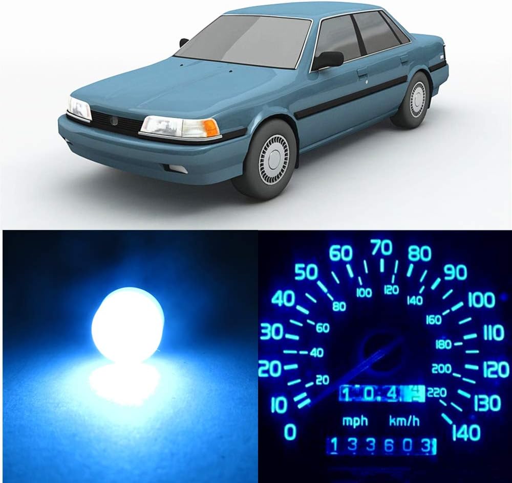 WLJH Super Bright Ice Blue Instrument Panel Gauge Cluster Speedometer Tachometer Warning Indicator Bulb Full Led Light Kits Package for 1987-1991 Toyota Camry DX HF, Pack of 16
