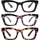ZESAKER Oversized Square Reading Glasses for Women Spring Hinge Blue light Blocking Computer Readers for Women