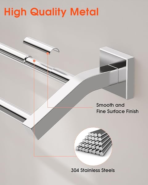 ALISE DOUBLE BATH TOWEL BARS TOWEL RACKS FOR BATHROOM,WALL MOUNT TOWEL HOLDER HEAVY DUTY 24-INCH TOWEL HANGER RAIL,GK9009-C SUS304 STAINLESS STEEL POLISHED CHROME
