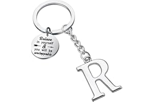 FUSTMW Initial Keychain Alphabet Initial Letter Key Ring Pendant Inspiration Gifts