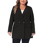 Agnes Orinda Plus Size Blazers for Women Lapel Button with Pocket Office Work Jackets Long Blazer