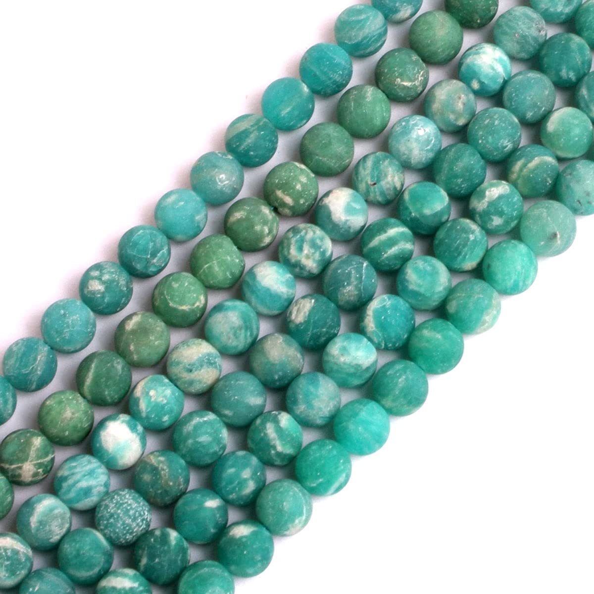 Gem-Inside 6mm Matte Frosted Natural Blue Russian Amazonite Round Gemstone Beads for Jewelry Making Bulk Full 15" Semi Precious Gemstone DIY Handmade Craft Supplies