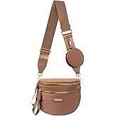 Nylon Crossbody Bags for Women Spacious Bum Bags for Women Crossbody Large Fanny Pack with Removable Wallets Purse Belt Pouch(Caramel)