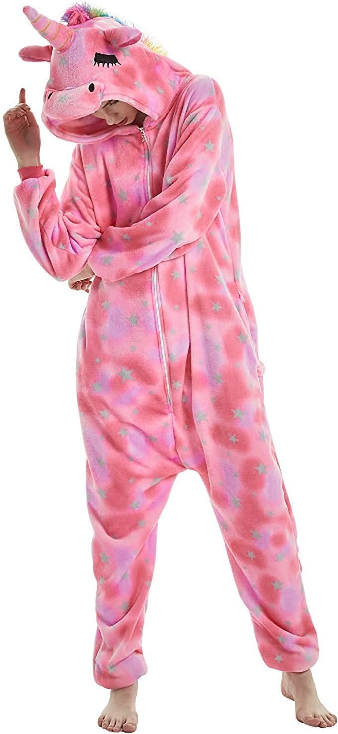 ABYED® Einhorn Kostüm Jumpsuit Onesie Tiere Fasching Karneval Halloween