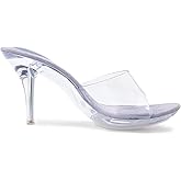 NBUUNBU Silver Clear Heels For Women Dress Shoes Transparent Strap Sexy Stilletos Heels Open Toe High Silver Heeled Sandals Pump Mules
