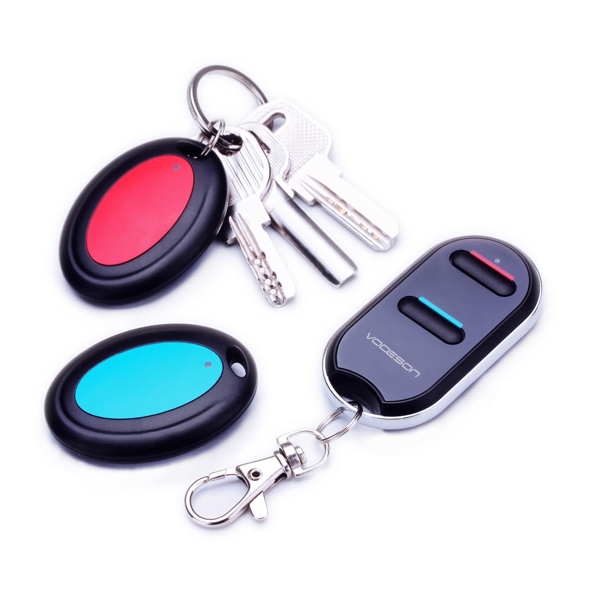 Key Finder,Vodeson Remote Control Finder, Easy to Use Suitable for The Elderly wireless Key Locator Device,Whistle find keys wallet Phone Finder,Item cat pet Tracker (2 receivers)