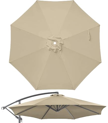 Garden Winds Replacement Canopy Top Cover for Hampton Bay LED Offset Solar Umbrella - WILL FIT MODEL YJAF-052 ONLY