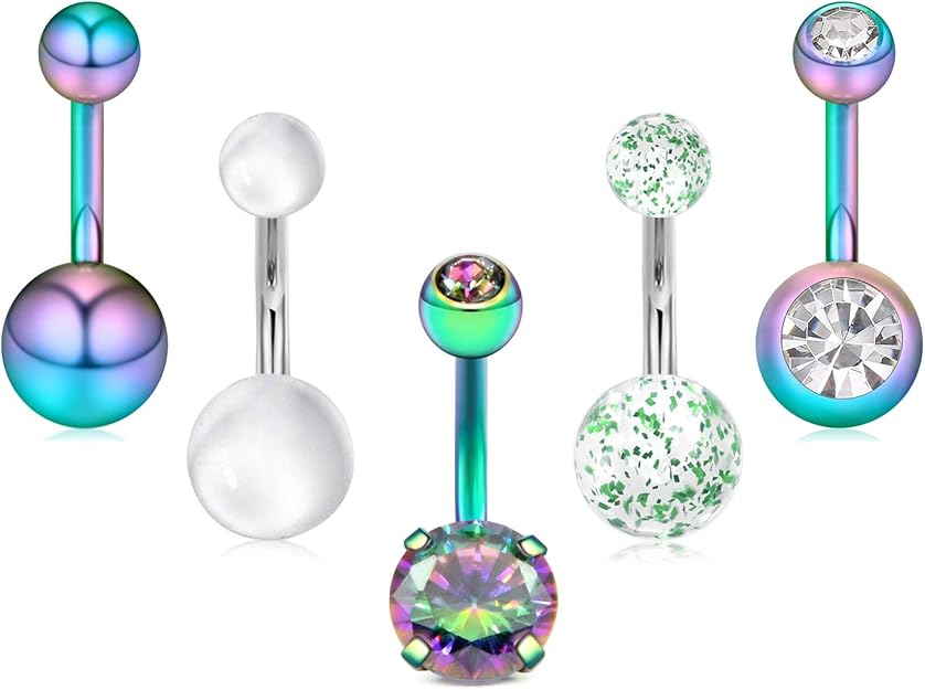 14G Stainless Steel Belly Button Rings Bar Length 10mm Navel Rings for