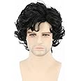 Topcosplay Men Wigs Black Short Curly Layered Man Wig Cosplay Halloween Character Costume Wig