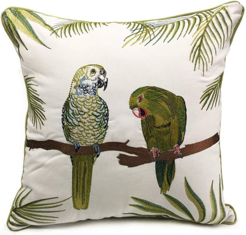 Telihome Funda de Almohada de Algodón Lienzo Idílico Abrazo Bordado