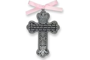 CA Gift CM7 Baby Girl Cross Crib Medal, 3" High