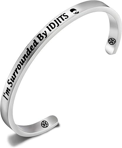 Amazon Pliti 面白いスーパーナチュラルギフト スーパーナチュラルギフト スーパーナチュラル ボビーギフト I M Surrounded By Idjits カフブレスレット Spn ジュエリー スーパーナチュラル Tvシリーズ ファンギフト シルバー ブレスレット 通販
