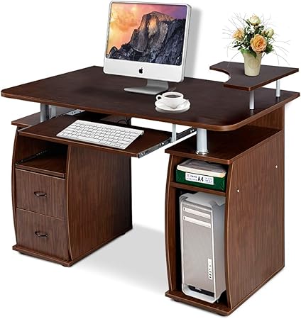 Costway Bureau Informatique Table De Bureau En Mdf Pour Ordinateur Multi Rangements Avec Tablette Imprimante Tablette A Clavier Coulissante 2 Tiroirs 120x55x85cm Noyer Amazon Fr Cuisine Maison Costway Bureau Informatique Table De Bureau En Mdf Pour Ordinateur Multi Rangements Avec Tablette Imprimante Tablette A Clavier Coulissante 2 Tiroirs 120x55x85cm Noyer Amazon Fr Cuisine Maison