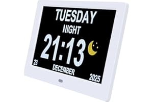 Yechiry 8 Inch Digital Calendar Clock, IPS HD Screen Large Display, Auto Dimming Remote Control Clock with 1280x800 Resolutio
