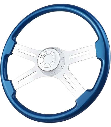 16 Inch Deep Dish Steering Wheel - Universal 5-Hole, 4-Spoke, Chrome & Dark Wood (No Airbag)