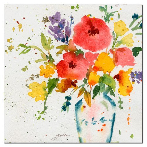 Trademark Fine Art White Vase with Bright Flowers by Sheila Golden, 24x24 inches