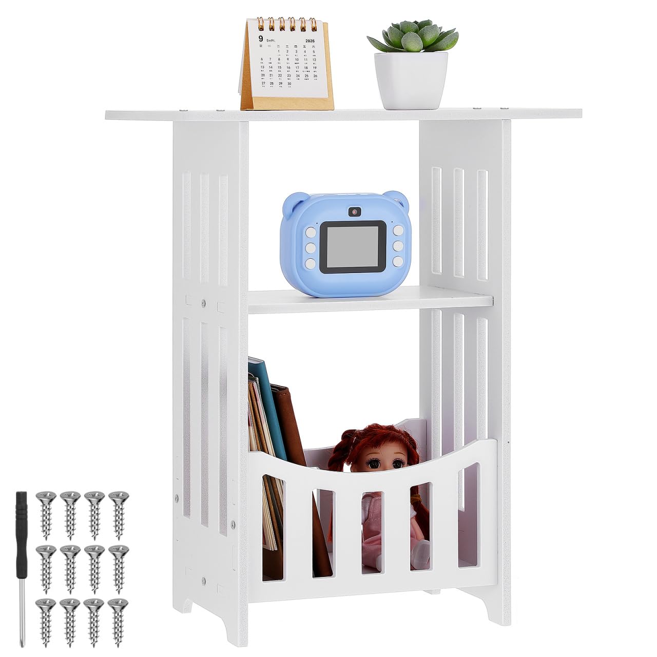 GRIRIW Bedside Table Sofa Side Table for Sofa Small Small Table for Home Coffee End Table for Bedroom Mini Pvc Wood Plastic Board White Round Table