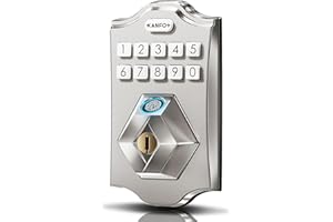 KANFOX KS2 Fingerprint, Keyless Entry Deadbolt with Keypad, Electronic Deadbolt, Smart Locks for Front Door, with Code,Auto Lock,Easy Installation,Satin Nickel