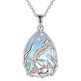 KQF Dragonfly/Butterlfy/Cat/Jellyfish/Bunny/Axolotl/Bee/Mermaid/Hummingbird/Elephant Necklace for Women Sterling Silver Moonstone Pendant Necklace Dragonfly Jewelry Gifts for Women