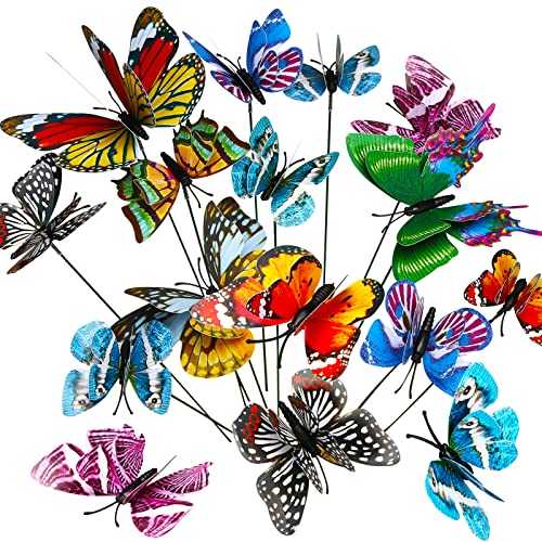 VGOODALL 50Pcs Butterfly Stakes,Garden Butterfly Ornaments Waterproof Butterfly Decor Garden Ornaments Stakes for Outdoor Yard Decor Home Decoration Spring
