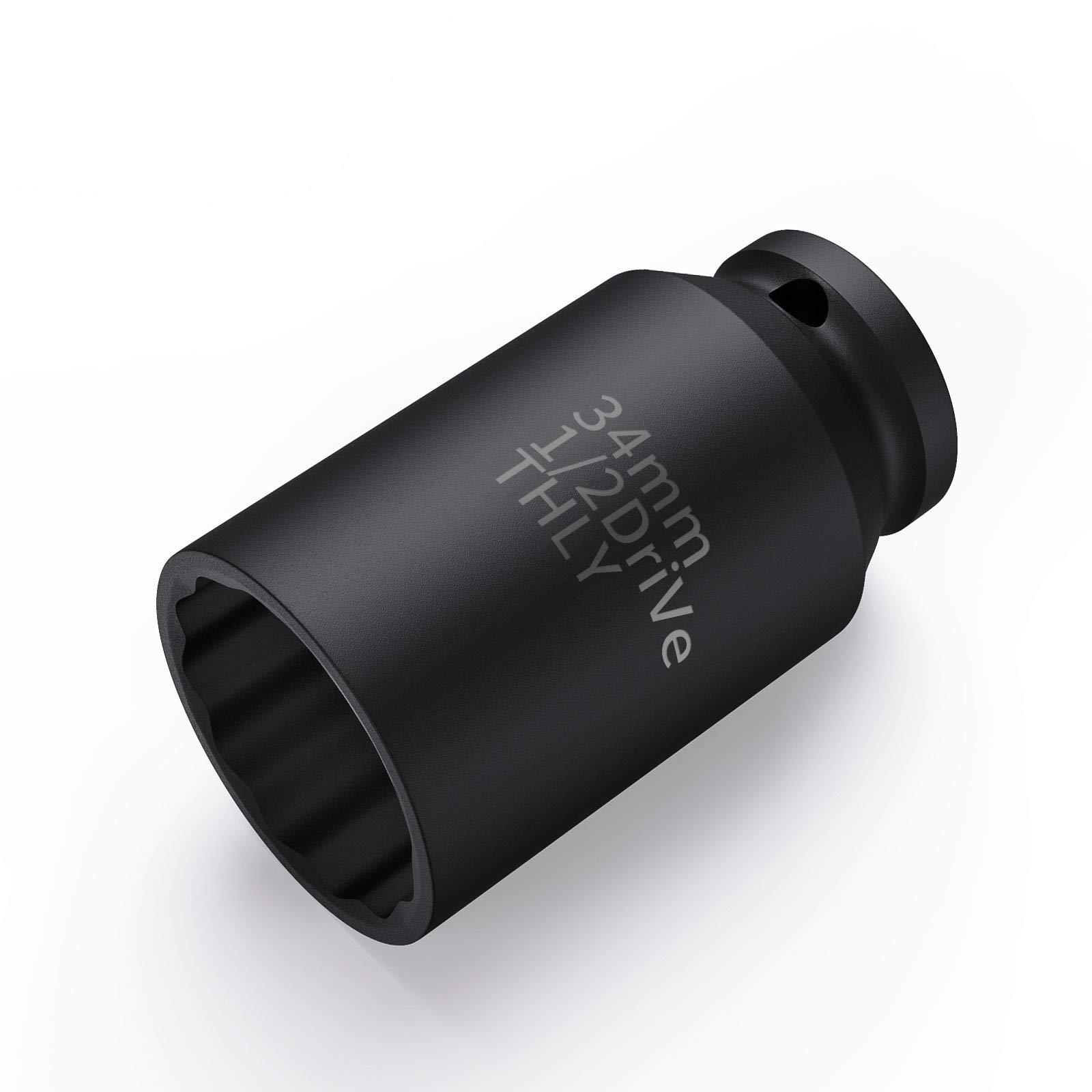 34mm Socket 1/2 Drive, SAE Extra 12-Point Deep Impact Socket Set 1/2 Drive Metric and Standard, CR-MO for Easy Removal of Axle Shaft Nuts (34MM)