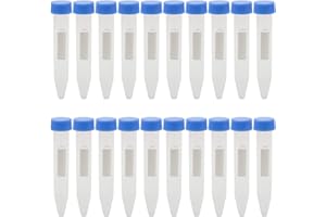 Kesell 10ml Centrifuge Tube Conical Bottom Blue Screw Cap with Clear Graduation and Writing Area, Pack of 20