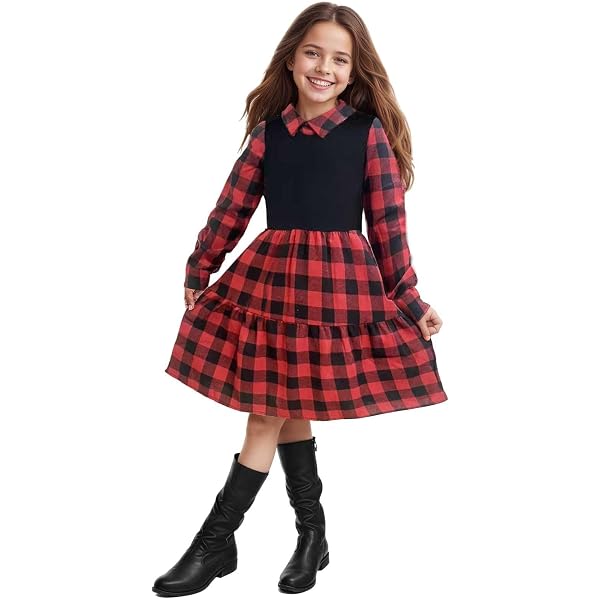 Amazon.com: Bonnie Jean Girl's Holiday Christmas Dress - Black and White  Plaid with Red Sweater Cardigan, Red Black White, 2T: Clothing, Shoes &  Jewelry