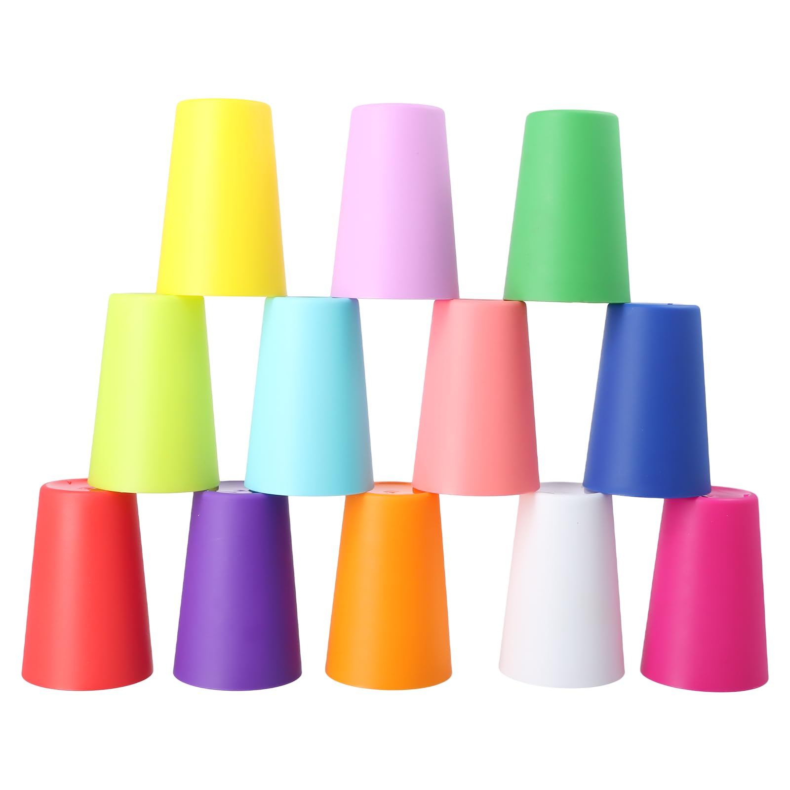 12 Pcs Plastic Cups Coloured, Reusable Plastic Tumblers for Kids, 260ml, Drinking Cups Tumblers Set, Picnic Camping Cups Stackable, Plastic Party Cups for Kitchen Indoor Outdoor BBQ’s Travels