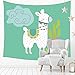 Geepro Llama Cactus Decor Wall Hangings Tapestry Bedroom Velvet Wall Blanket for Kids 59 x 51 inches (Teal)