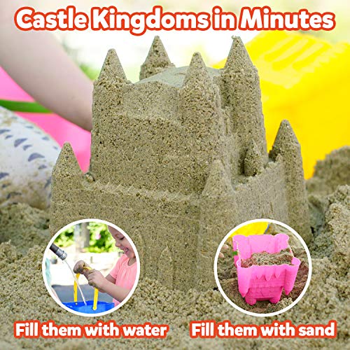 THE STORYBOOK KIDS EXPLORERS CLUB Beach Toys Set - Sandbox Sandcastle Toy 4-Pack for Toddlers with Fun Book - Baby & Toddler Sand Box Toys in Carry Bag - Castle Building Molds Kit for Boys & Girls - Thumbnail 2