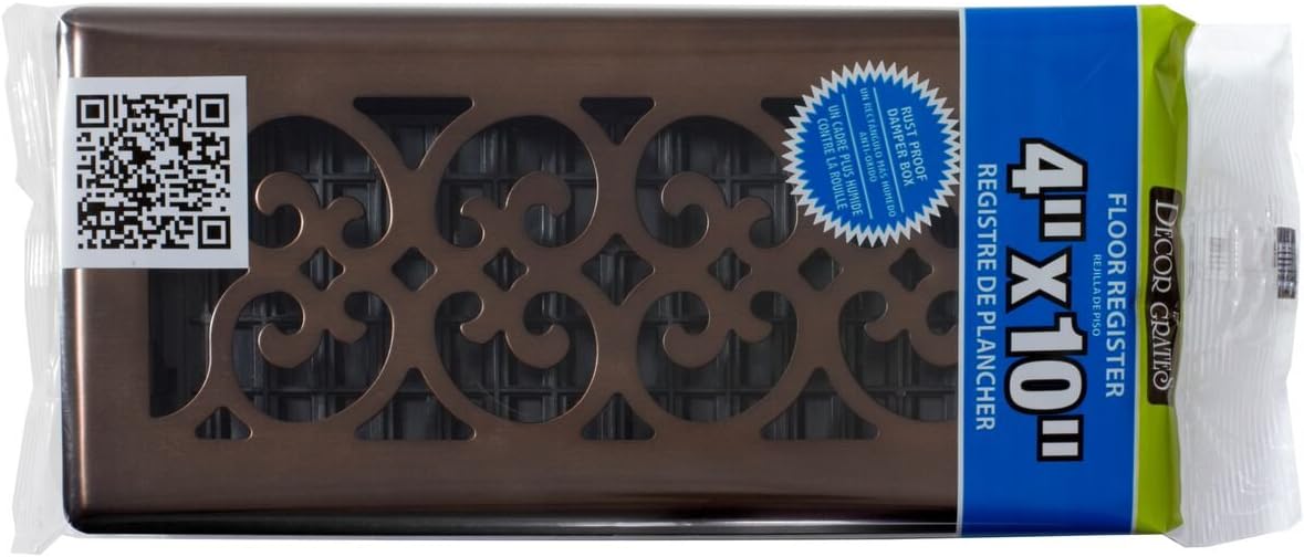 Decor Grates SPH410-RB Floor Register, 4x10, Rubbed Bronze Finish - - 