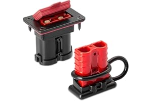 micrl 50 Amp Battery Quick Connect with Waterproof Mounting Panel, 6-8 Gauge Plug, Flush Mount Recessed Plate Kit for Car, Winch and Trailer (Red Grey Black) (Red)