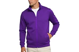 Mlgaril Mens Zip Up Sweatshirt Mock Neck Track Jacket Lightweight Fleece Full Zip No Hood Athletic Casual Long Sleeve Pocket