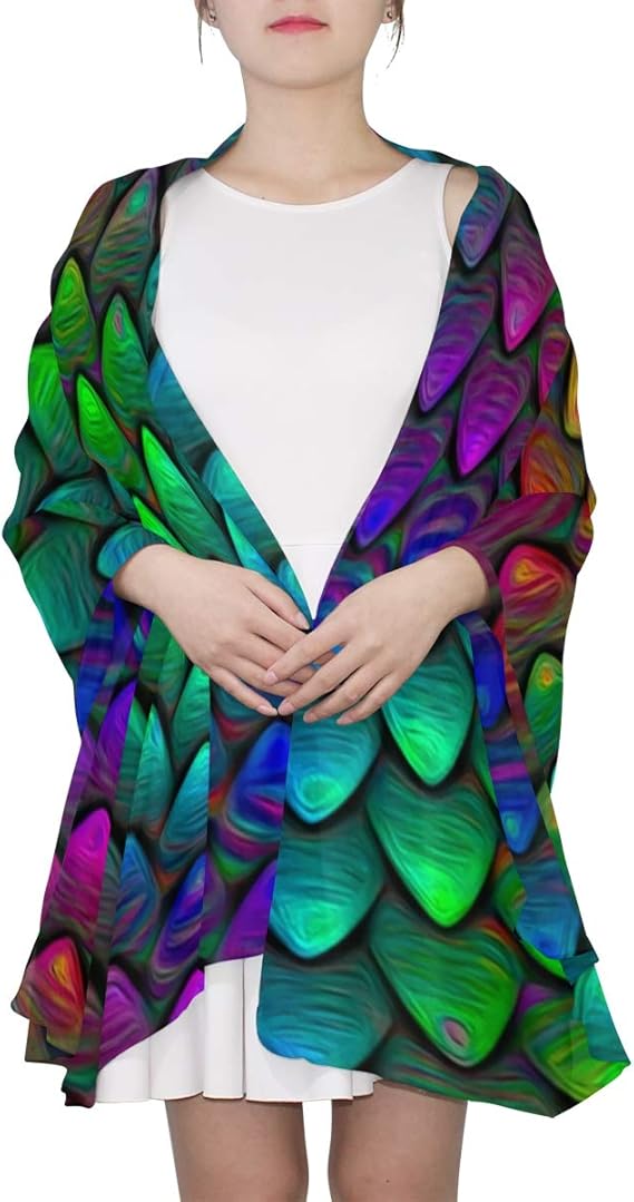 Amazon サイケデリックネオンドラゴン規模柄 大判ストール スカーフ レディース 柔らかい 薄手 Uvカット 冷房対策 春 夏 秋 冬 結婚式 誕生日 プレゼント 海辺 旅行 通勤 180cmx90cm スカーフ 通販