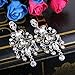 BriLove Silver-Tone Dangle Earrings Women's Vintage Style Bridal Crystal Drop Hollow Filigree Chandelier Earrings Clear