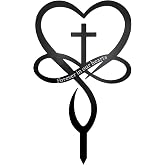 Slagindeco Metal Infinity Heart Cross Grave Decoration Cemetery Stake | Forever In Our Hearts Memorial Decoration, Christian Love Sign, Gravesite Gravestone Decoration Mom Dad Sympathy(Black)