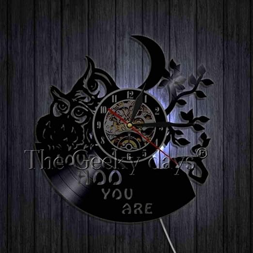 Reloj de pared con registro de vinilo, arte acrílico, silueta de los