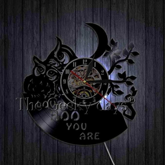 Reloj de pared con registro de vinilo, arte acrílico, silueta de los