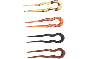 CALLARON 4pcs Vintage Leopard Print U-shaped Hair Pins Set Retro Chignon Bun Styling Tools for Women Secure