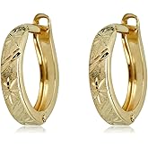 AVORA 10K Yellow Gold Diamond-Cut Petite Huggie Hoop Earrings