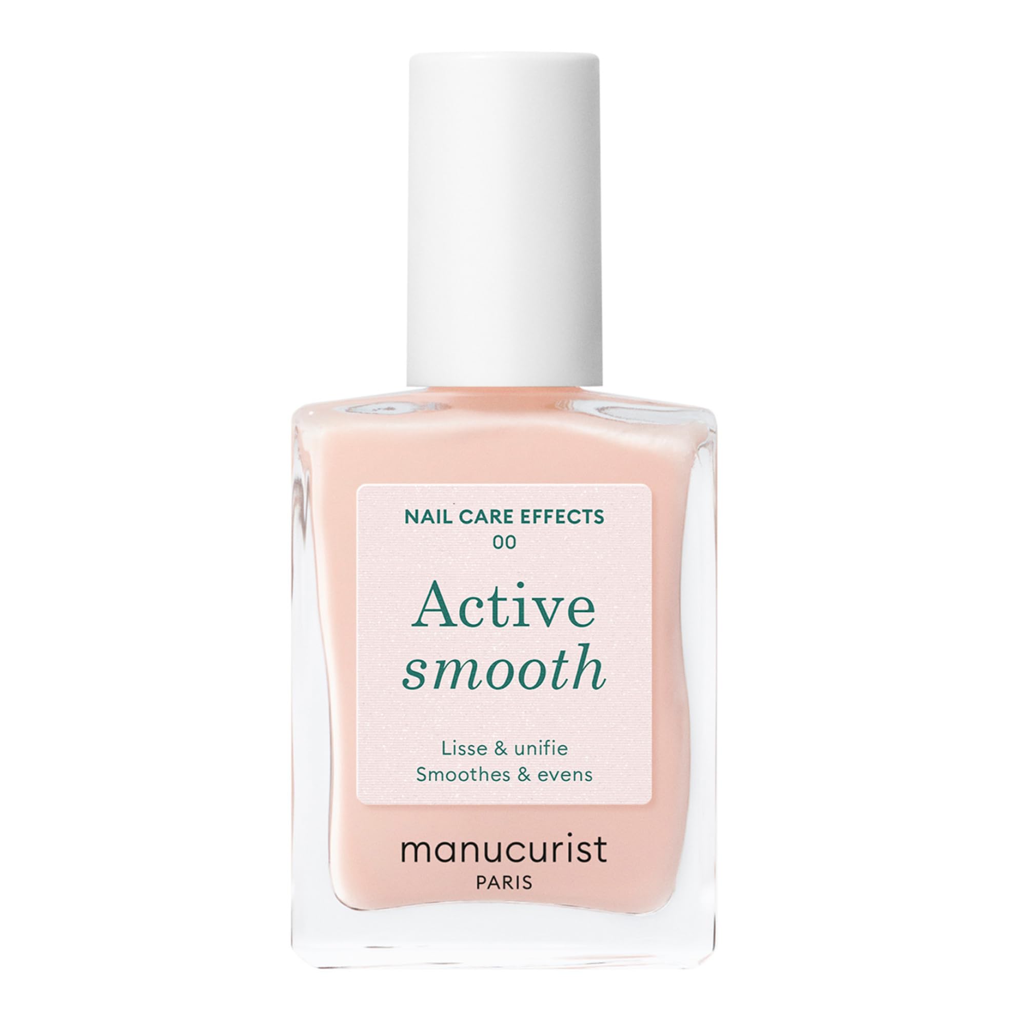 Manucurist Active Smooth 00 Nail Concealer Polish & Care - No Lamp - Ultra-Brightening 2 in 1 Rosé Finish Nail Polish & Nail Strengthener - CC Nail Concealer - Ridge Filler for Nails - Plant-Based