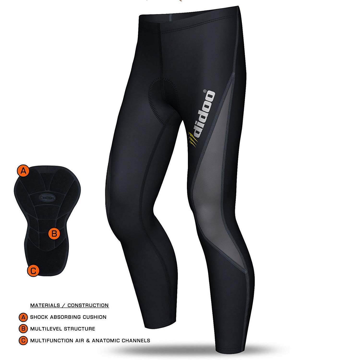 Didoo thermal cycling tights men, padded cycle trousers mens