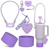 VirgoCCY Stanley Cup Accessories Set 30&40 Oz, Includes 0.4in Straw Covers, Water Bottle Handle Strap, Cute Stanley Charms and Silicone Boot.
