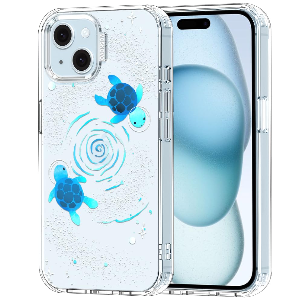MOSNOVO Case for iPhone 15, [Buffertech 6.6ft Military-Grade Drop Protection] [Anti Peel Off Tech] Clear TPU Bumper Phone Case Cover Design - Space Turtle — image 1