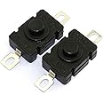 RuiLing 10pcs Self-Lock Push Button Switch KAN-28 for Flashlight SMD Type ON-Off Mini Switch (Flat Pin with Hole)