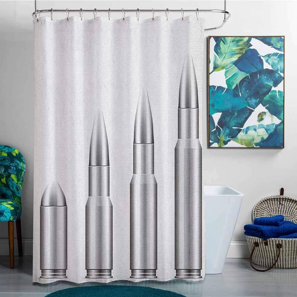 Polyester Shower Curtain Silver Set of Bullets from Small to Big