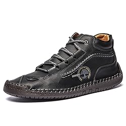 Dacomfy Men's Shoes Leather Work Boots Casual