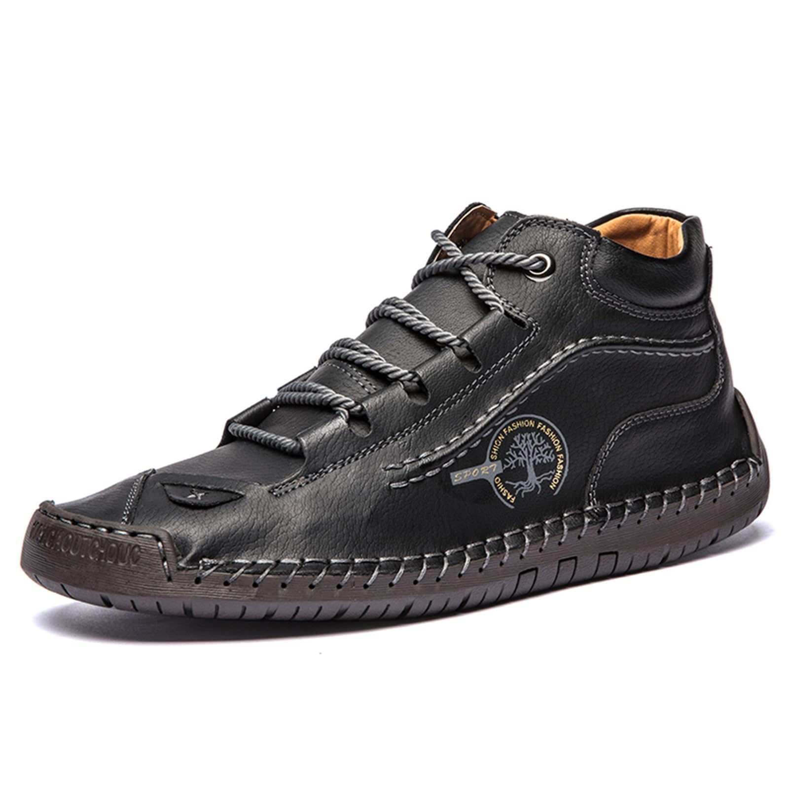 Dacomfy Men's Shoes Leather Work Boots Casual