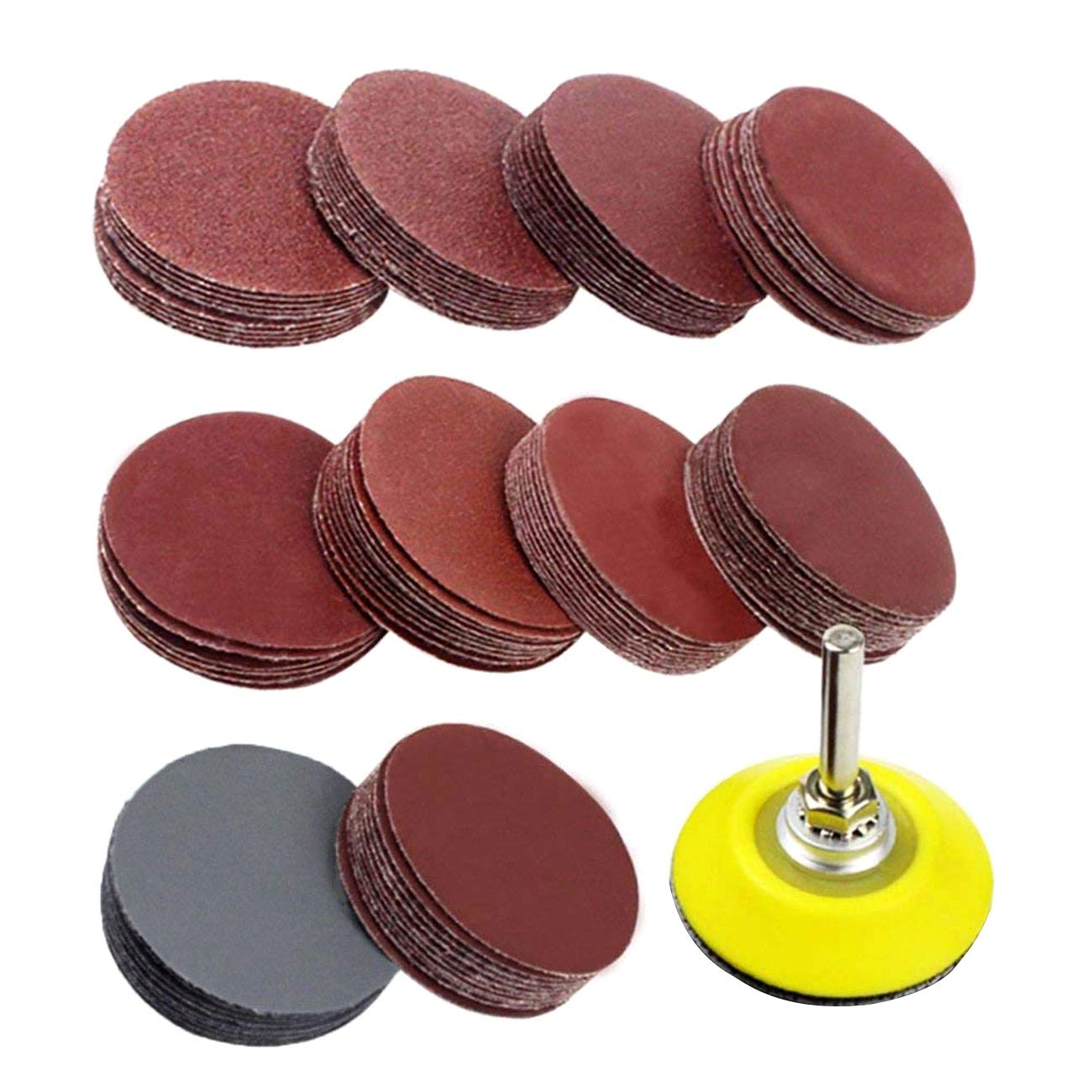 Dandelionsky 100PCS 3 Inch Sander Disc Pads 80-3000 Grit Sandpaper with Abrasive Polish Pad Plate for Drill Grinder Rotary Tools