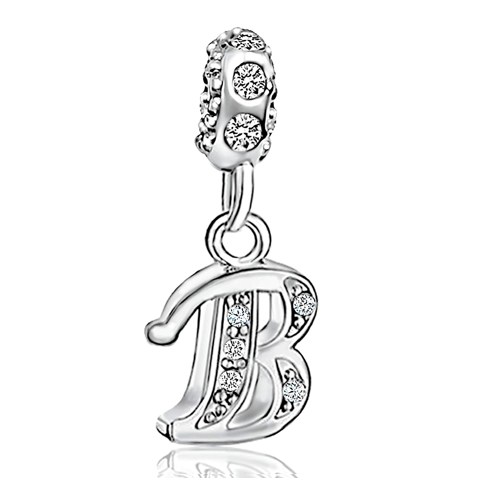 KunBead Jewelry Letter B Initial Charms Love Heart Mum Daughter Birthstone Dangle Charms for Bracelet Necklace